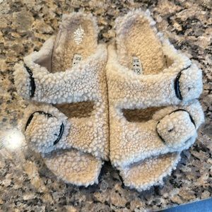 Birkenstock Papillio Arizona Teddy Shearling Sandals Eggshell 39